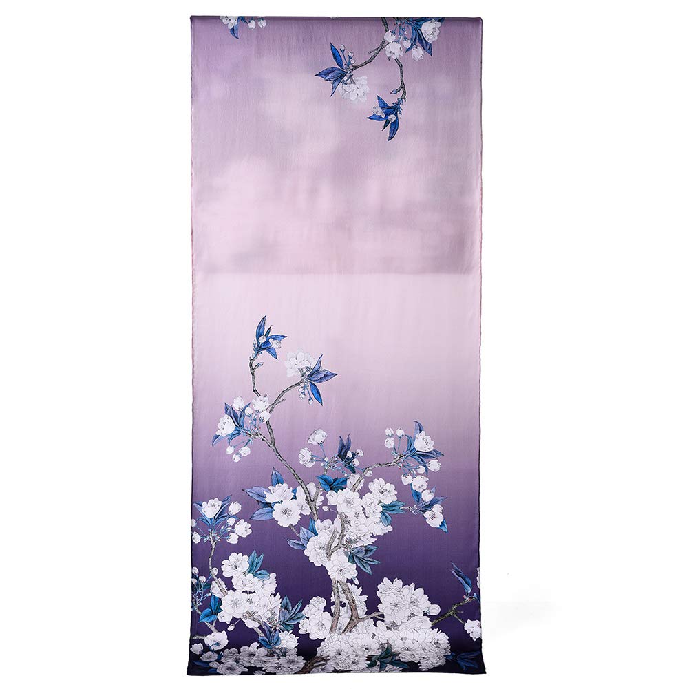 STORY OF SHANGHAI Sciarpa di 100% Seta Charmeuse da Donna Foulard a Raso con Fantasie Orientale, 56x177cm