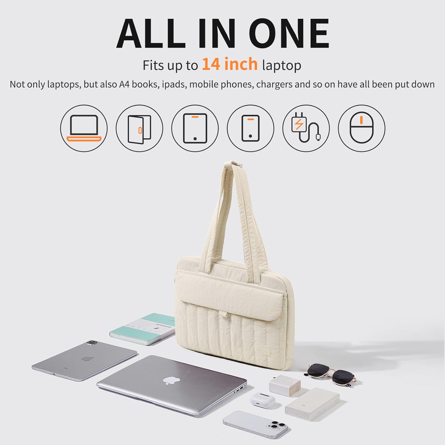 Laptop Tote Bag for Women, 14Inch & 16 Inch Laptop Tote Bag with Luggage Trolley Strap for Work/Travel/College/Daily
