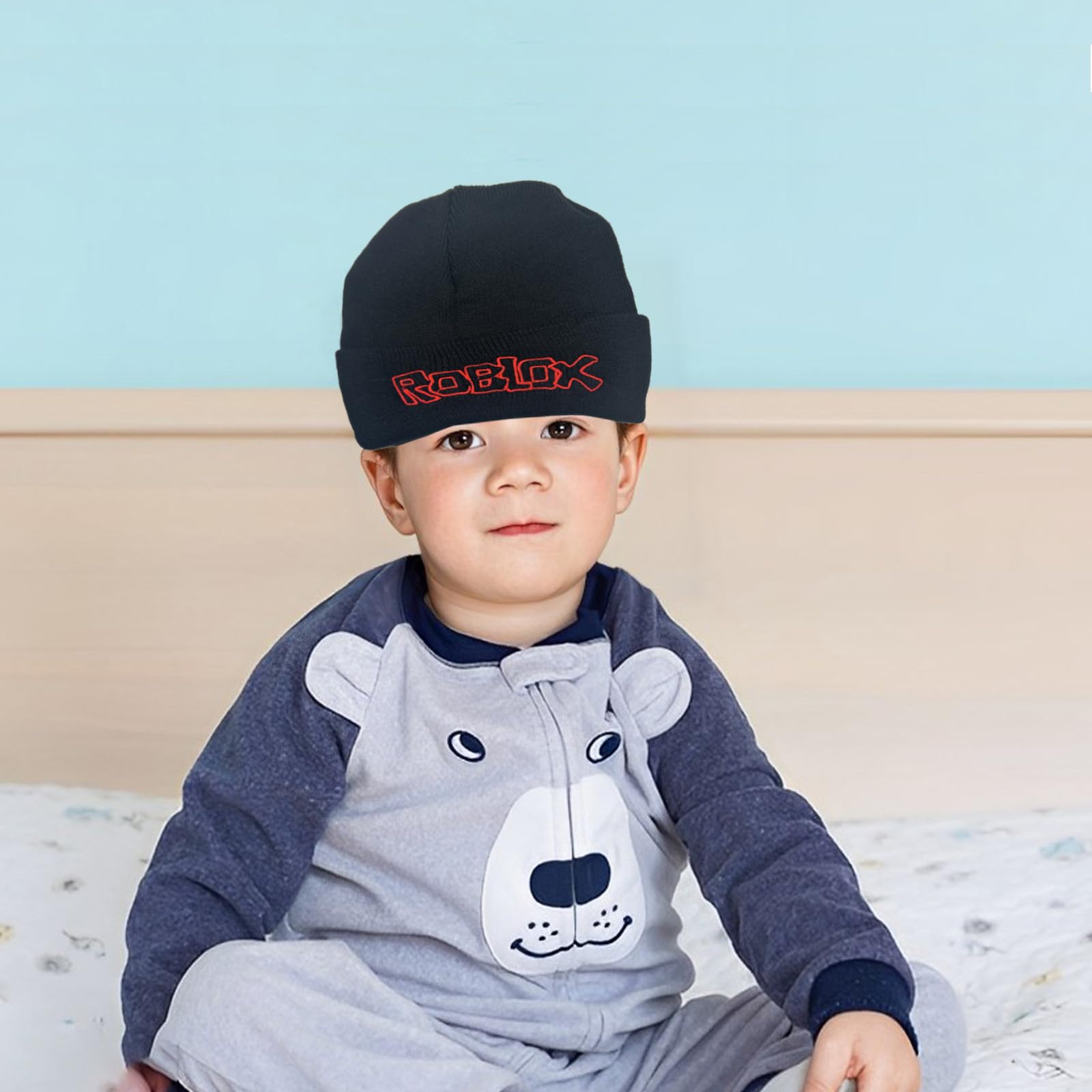 PQKL-Party Cappello Roblox, Berretto Invernale Lavorato a Maglia, Beanie Caldo, Accessori e Gadget Morbido Berretto da Sci per Bambini Ragazzi Ragazze Fan Regalo