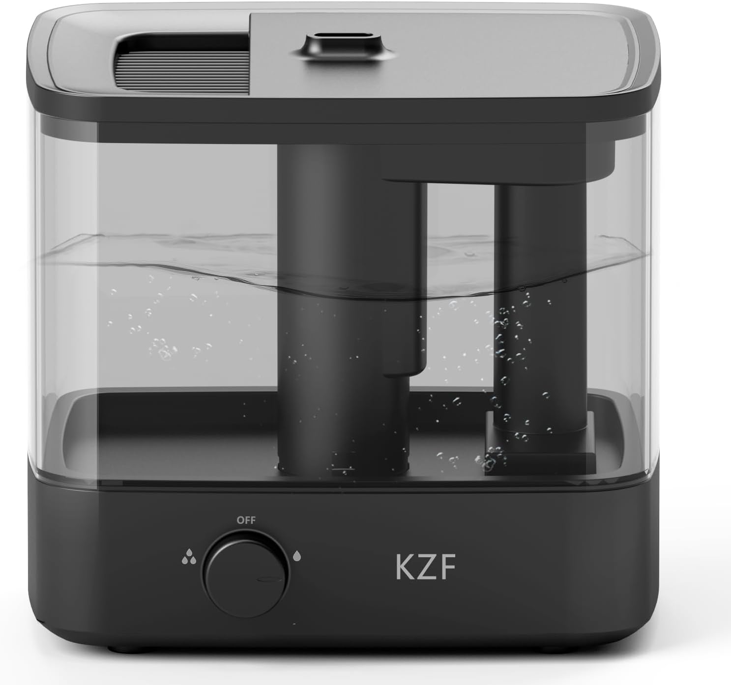 KZF 6L Top Fill Humidifiers for Bedroom & 60H Runtime - Cool Mist Humidifier, 3 Mist Levels, 8H Timer, Essential Oil Tray, Humidity Display, Quiet for Bedroom, Baby, Plants, Large Room