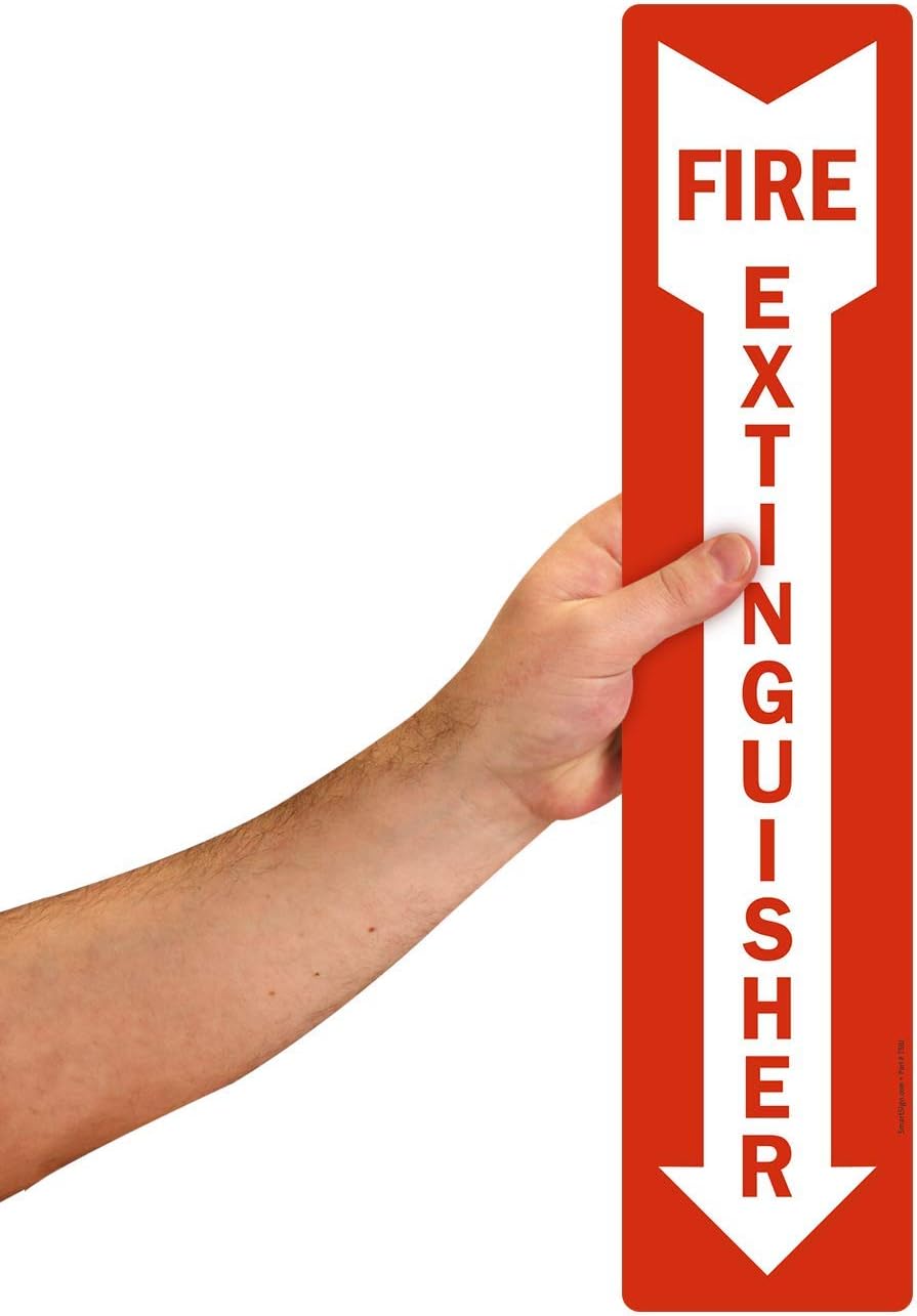 SmartSign - S-1692-EU-18 "Fire Extinguisher" Label  4" x 18" Laminated Vinyl Red on White