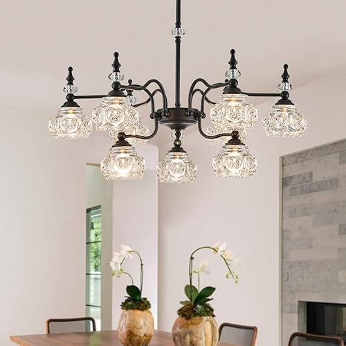 ZILANL Lámpara colgante moderna de 9 luces negras para cocina, isla comedor, sala de estar, restaurante