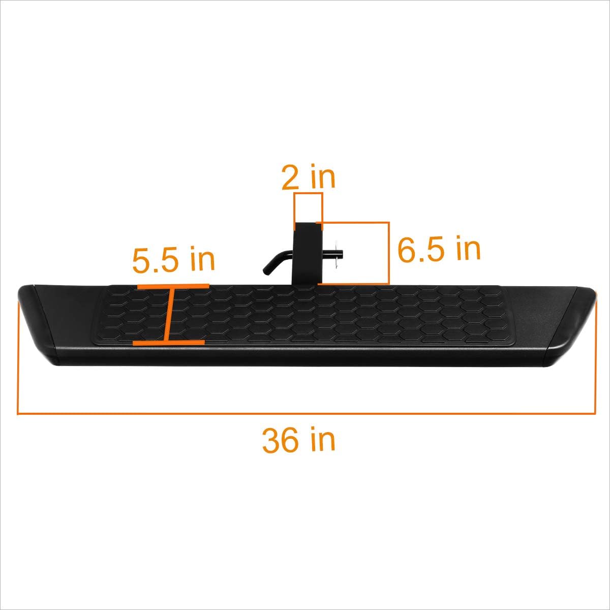 Aluminum Trailer Towing Hitch Step Fits 2 Inch Receiver,Rear Bumper Guard | 36" W X 5.5" L (Black)
