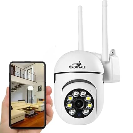 Grousale 4MP Full HD WiFi Mini Fox Indoor CCTV Camera with Full Color Night Vision, Two Way Audio, PTZ Control, Siren, 360 View, Motion Detection, SD Support UPO 128 GB | Remote View