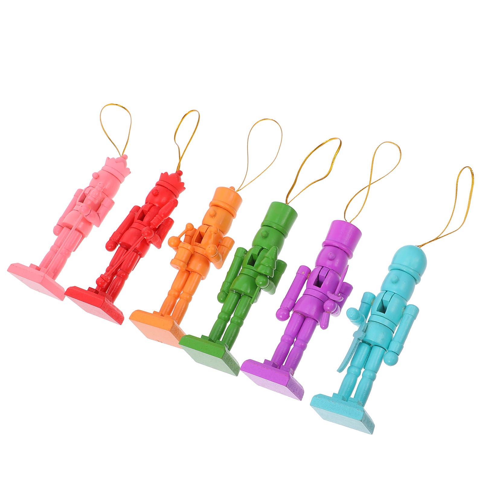 Toyvian 24 Piezas Cascanueces Navideños Colgantes de Madera, 12 Cm | Colores Brillantes, Estilo Clásico Festivo, para Árbol de Navidad y Ventana, Fácil de Colgar