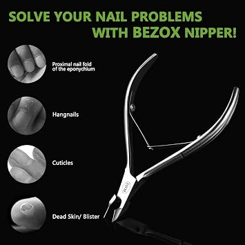 bezox cuticle nippers cuticle cutter stainless steel with sharp and smooth cut for removing excess cracked skin on fingers and toes