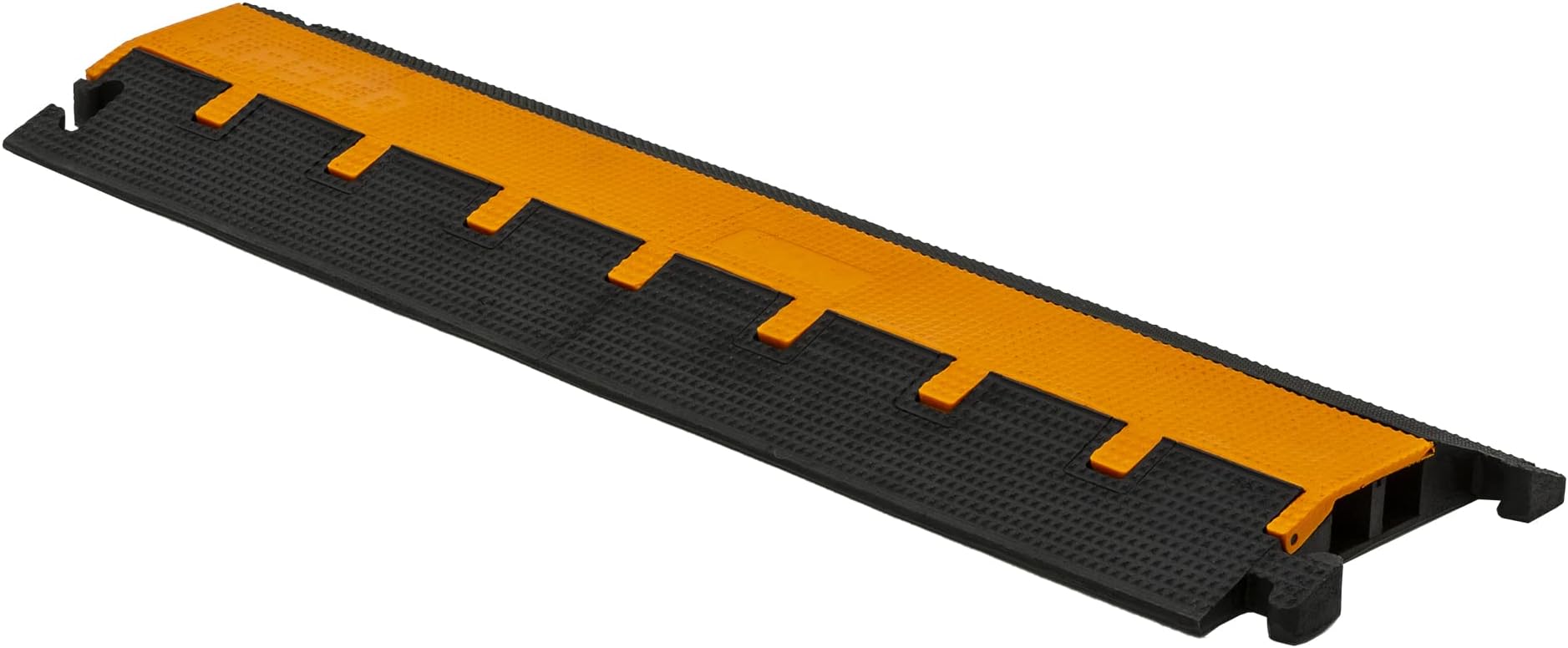 Elasco LG2125 Lite Guard Interlocking Cable Ramp Floor Cord Cover, Drive Over Wire Protector, Light Duty, Dual Channel, 1-1/4" Channels, 12500 lb. Load Capacity, 37.5" x 11.75" x 1.75", Orange/Black