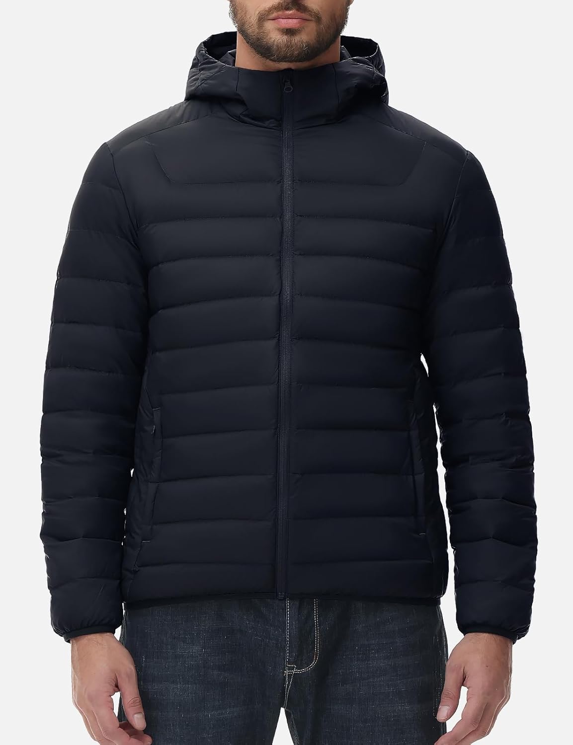 Rdruko Men's Down Puffer Jacket with Hood Packable Lightweight Puffy Winter Coat Hooded - Image 7