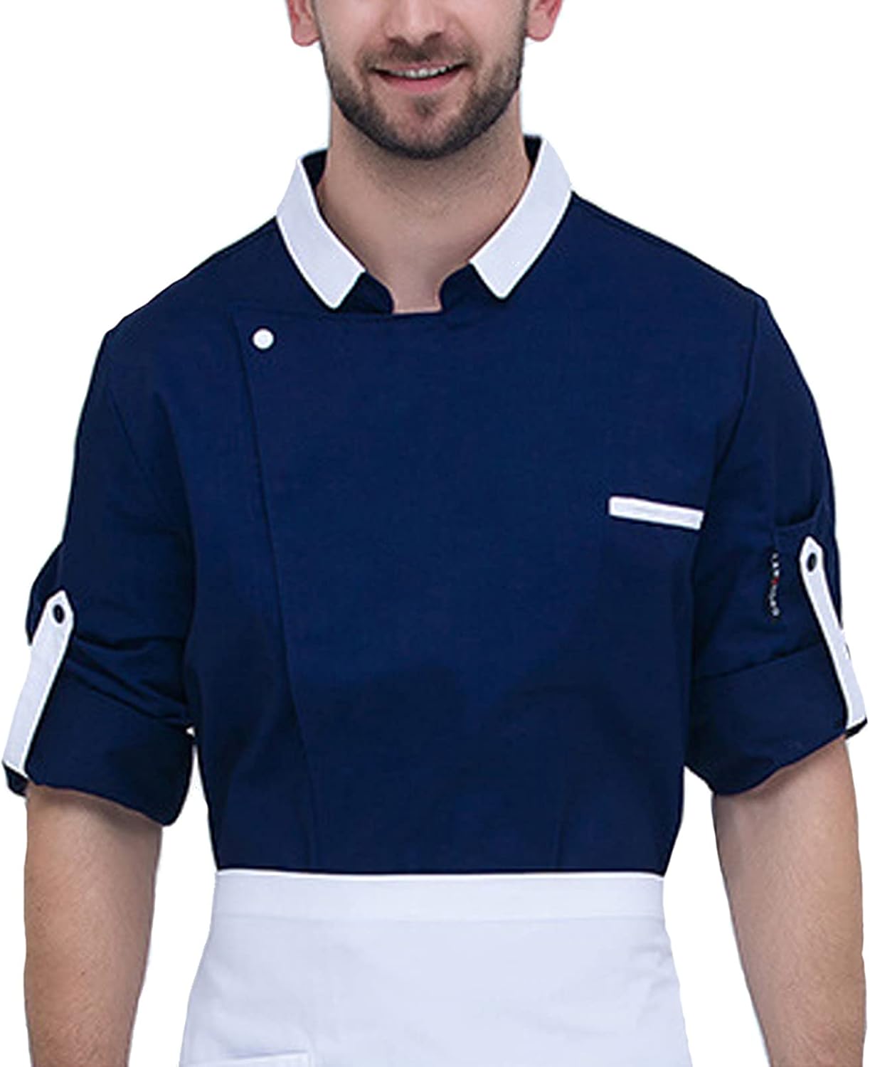 Chef Coat, Men's Cook Jacket Unisex Long Sleeves Sushi Chef Coat, Breathable Quick Dry Hotel Restaurant Kitchen Uniform Workwear(Blue_E(3XL))