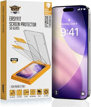 BUFF LABS 5D Glass EasyFit 2 Easy Application Apparatus Screen Protector Tempered Clear Glass iPhone 17 Air