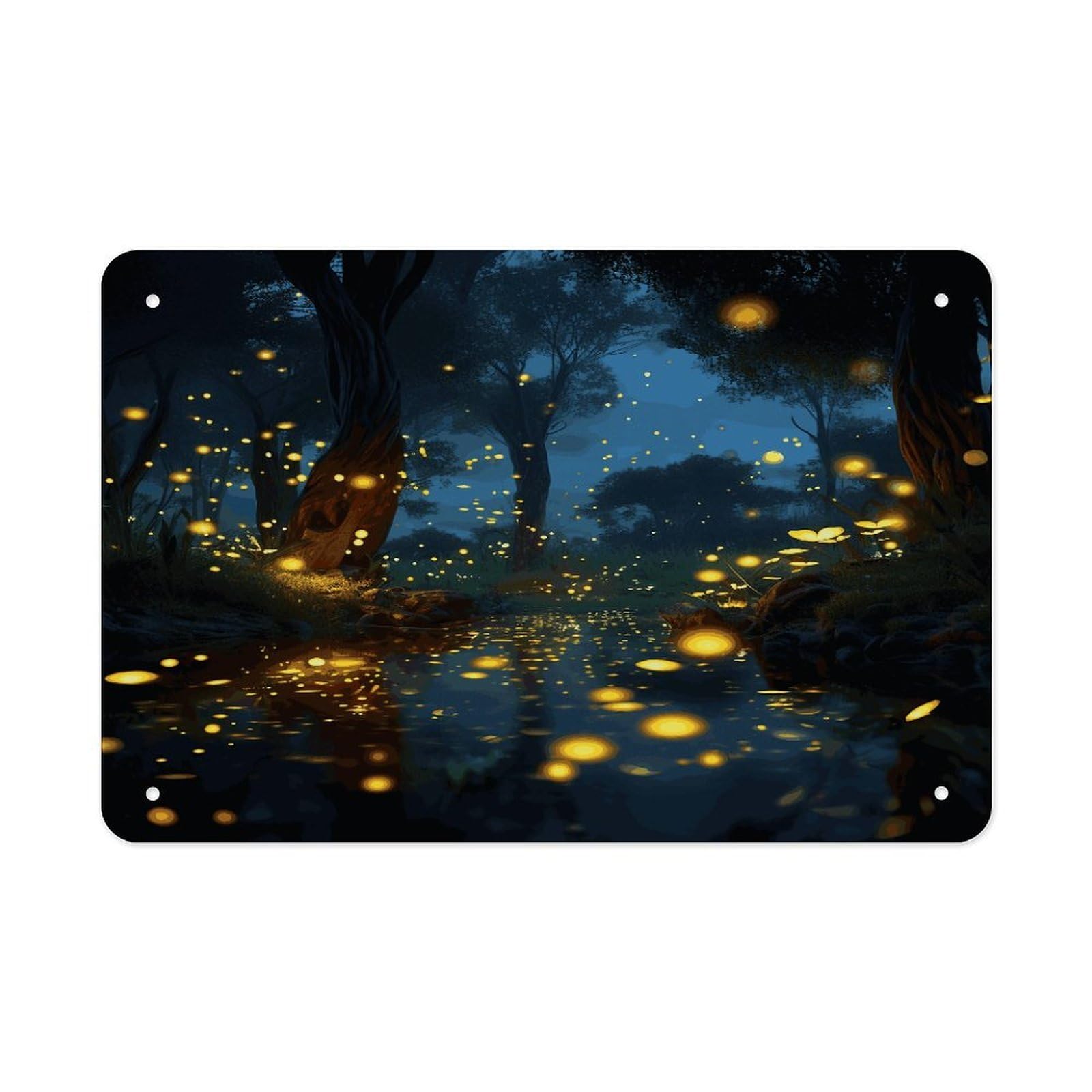 Fodpand Style Fireflies Wall Art Metal Signs Tin Sign