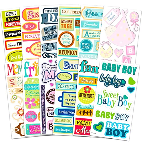 Family Scrapbook Stickers Set Family Craft Bundle - Bulk 11 Pack Family Crafts Kits Family Art Projects (Family Scrapbooking Supplies)