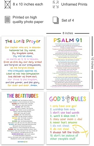 Miniatura 2 de Psalm 91 - Ten Commandments Wall Decor - Lords Prayer Wall Art - Beatitudes Wall Art - Religious Wall Decor - Christian Wall Art - Catholic Gifts -