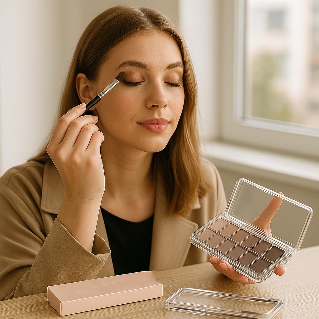 Eye Shadow Palette for Women Versatile Brown Pink Nude Eyeshadow, Waterproof Long-Lasting Formula, Smooth Application with Brush - Image 2