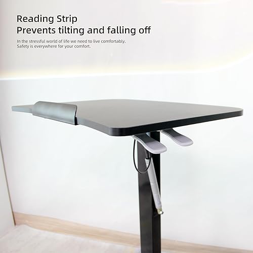 Miniatura 4 de Blanco 27 x 20 pulgadas - Escritorio neumático con ruedas ajustable para computadora portátil, soporte para computadora, mesa de elevación para