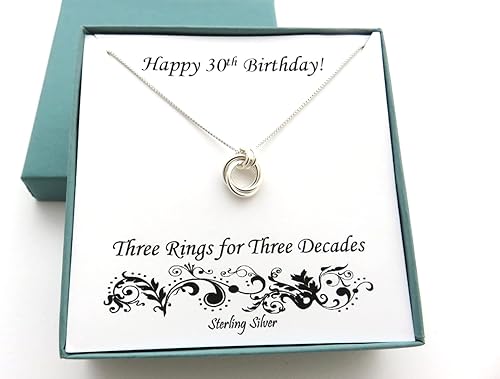 Regalos de 30 cumpleaños | Collar de plata de ley | Regalo de 30 cumpleaños para mujer