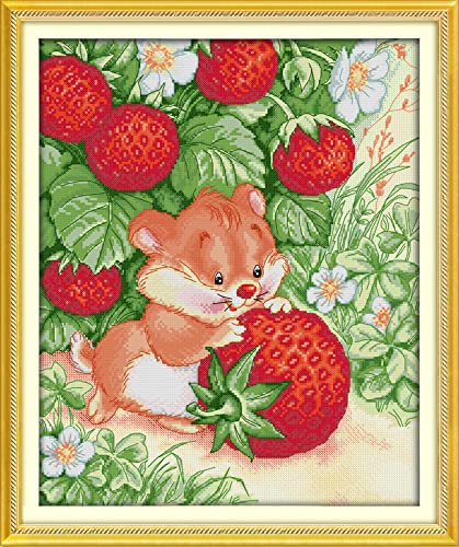 Broderie Point de Croix 11CT Animaux Fruits Motif Estampé Multicolore pour Salon