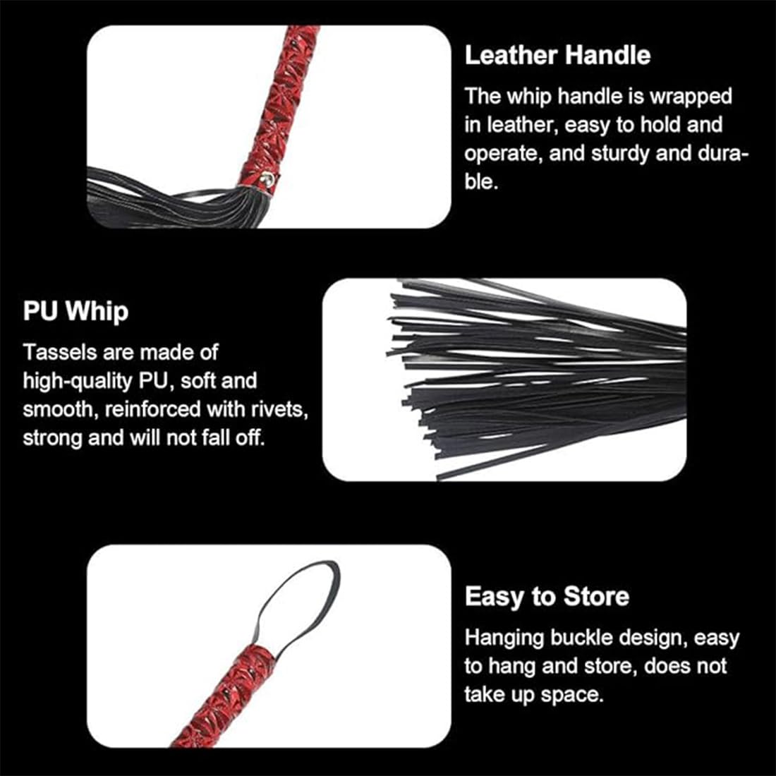Frusta da Equitazione, 1 PCS Frustino Equitazione Corto, Outdoor Sports Portatile Antiscivolo Simil Pelle Frustino Cavallo, per Cavallo Performances,Frusta in Pelle con Frange,Multiuso