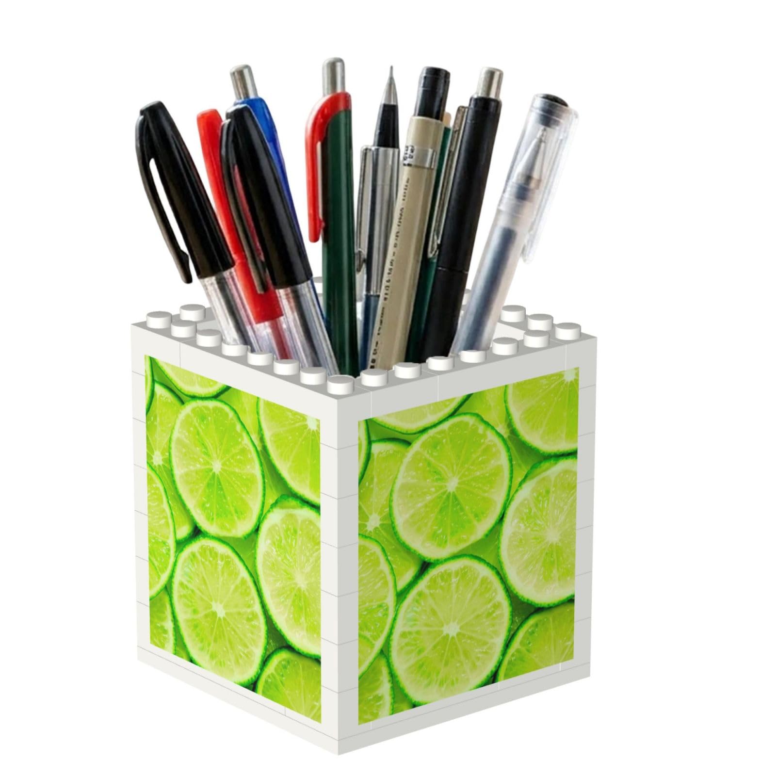 Poadnly Green Lemon, Pen Pot Pencil Holder for Office Home School, Compact Desk Organiser for Office Stationery