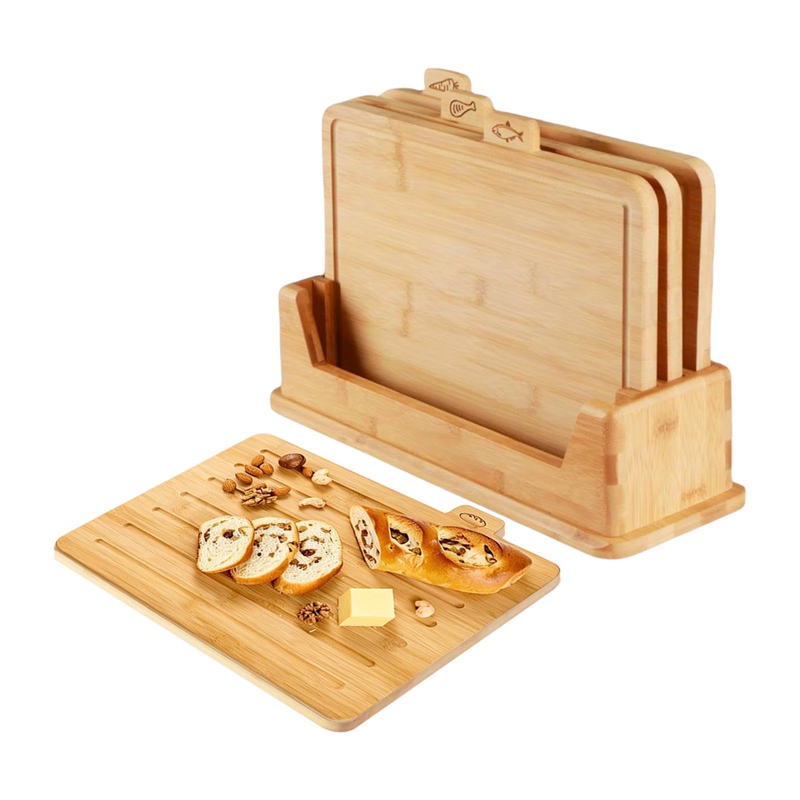 Tagliere in Legno Contenitore con per Succhi con Etichetta