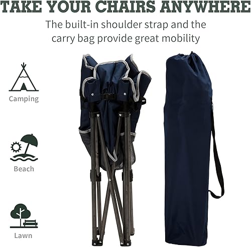Miniatura 7 de SUNNYFEEL Silla de campamento de gran tamaño, silla plegable con platillo de luna, cojín acolchado, resistente para adultos, 500 libras, silla de