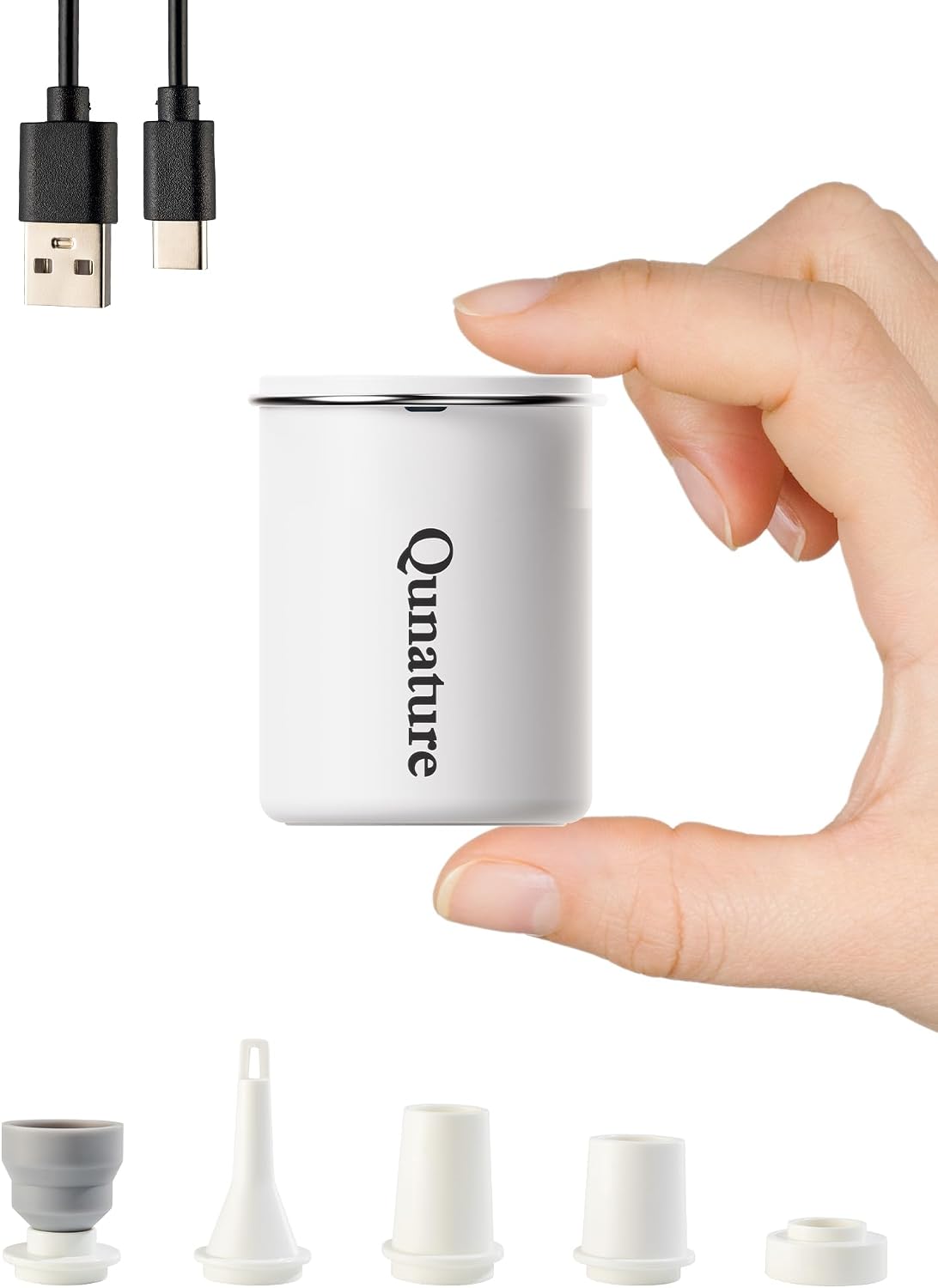 Mini Luftpumpe Elektrisch, 2 in 1 Tragbare Pumpe mit 5kPa & 1500mAh Akku, 5 Düsen zum Aufblasen und Entleeren für Luftmatratzen Schwimmringen Vakuumbeuteln Camping- und Reiseausrüstung