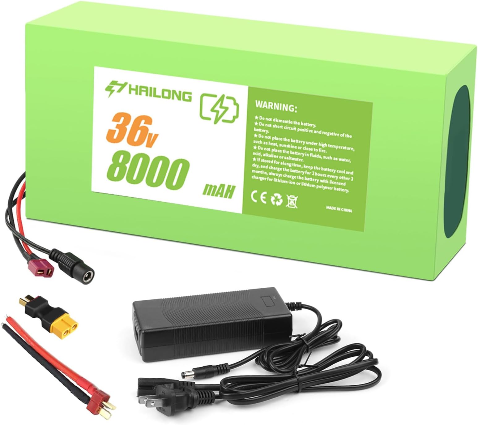 H HAILONG 36V 8Ah 288Wh Ebike Battery, Electric Bike Scooter Lithium Battery with Charger,2A Charger and BMS for 250W 350W 500W Motor(36v 8Ah)