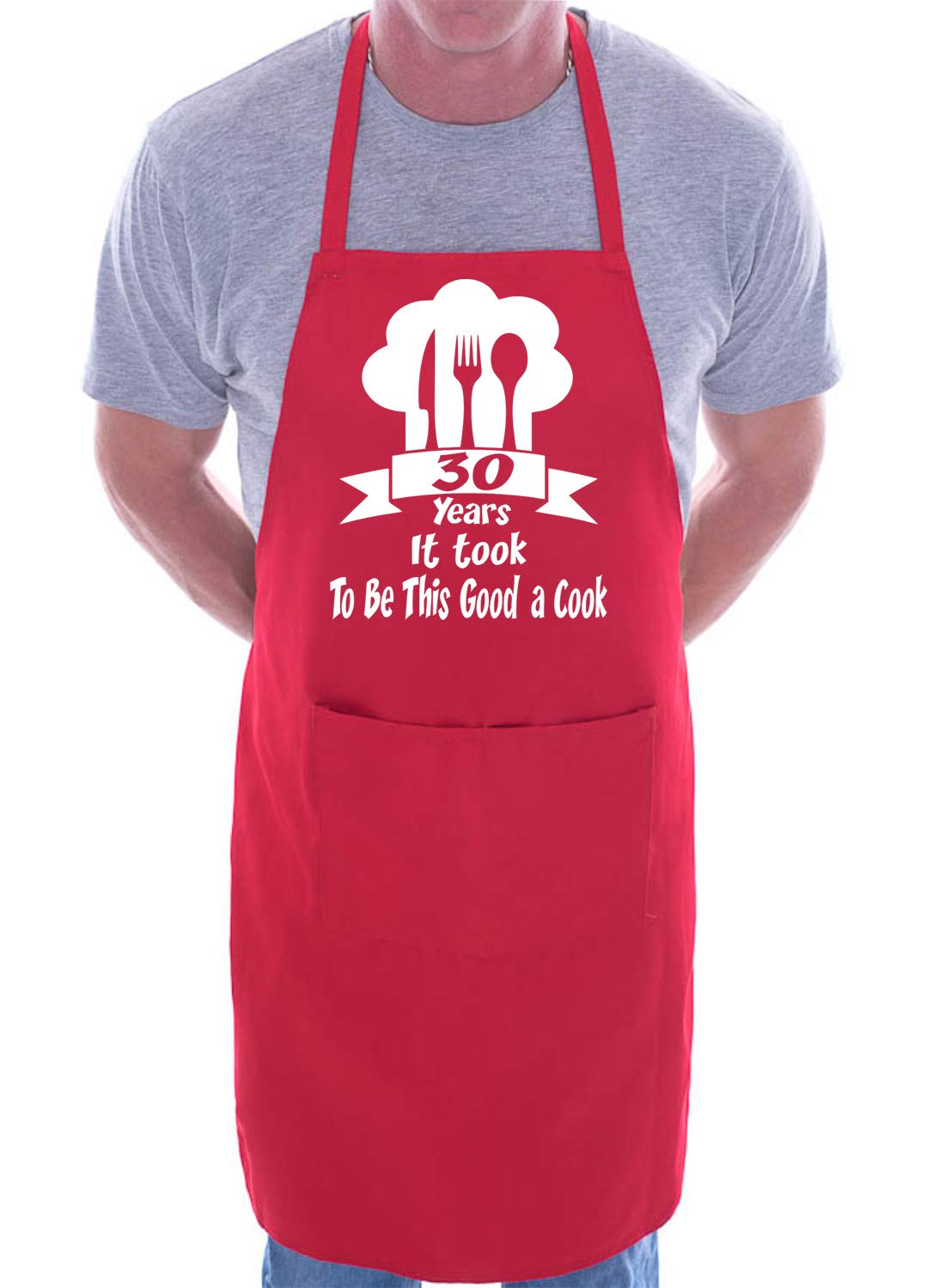 Print4u Women's Red It Took 30 Years To Be A Cook Chef Apron Cooking Novelty Baking Gag Gift Present Mens
