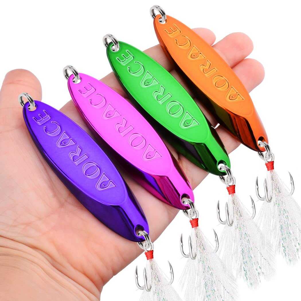 Señuelos de pesca, cucharas de metal para pesca de agua salada, señuelos de trucha agudos de metal duro, 12 tamaños, ganchos de cuchara de fundición para salmón y lubina en 3 g, 5 g, 7 g, 10 g, 14 g