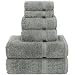 Luxury Spa and Hotel Quality Premium Turkish 6-Piece Towel Set (2 x Bath Towels, 2 x Hand Towels, 2 x Washcloths, Gray)