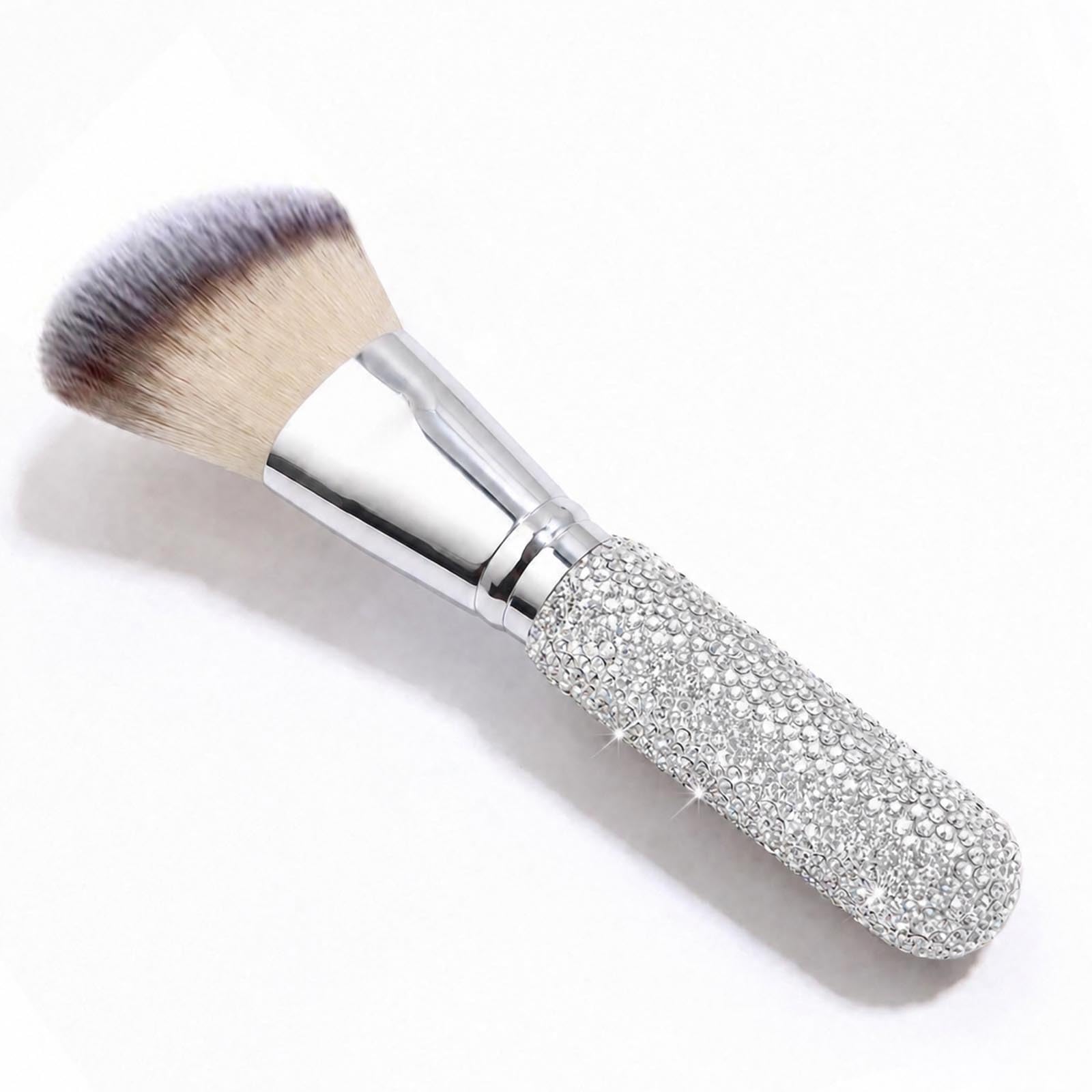 XEAOHESY 1 Pc Rhinestone-Studded Angled Contour Brush - Flared Head, Soft Dense Bristles, Lightweight Face Brush for Contouring, Highlighting, Powder, Nose Shading, Blending