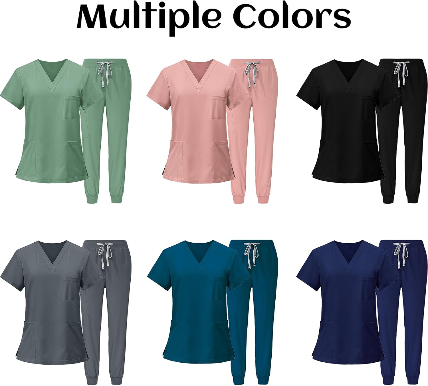 Custom Scrubs Set for Women Medical V-Neck Top & Jogger Pants Personalized Athletic Nursing Esthetician Uniform