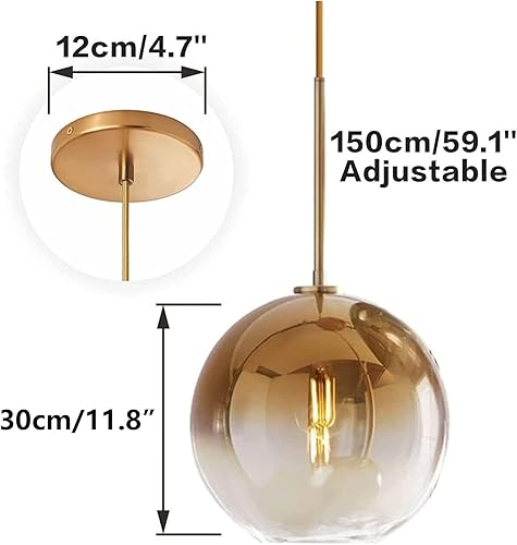 Miniatura 7 de Lámpara colgante de cristal de color degradado, moderna lámpara colgante de cristal (oro, 9.8 in)