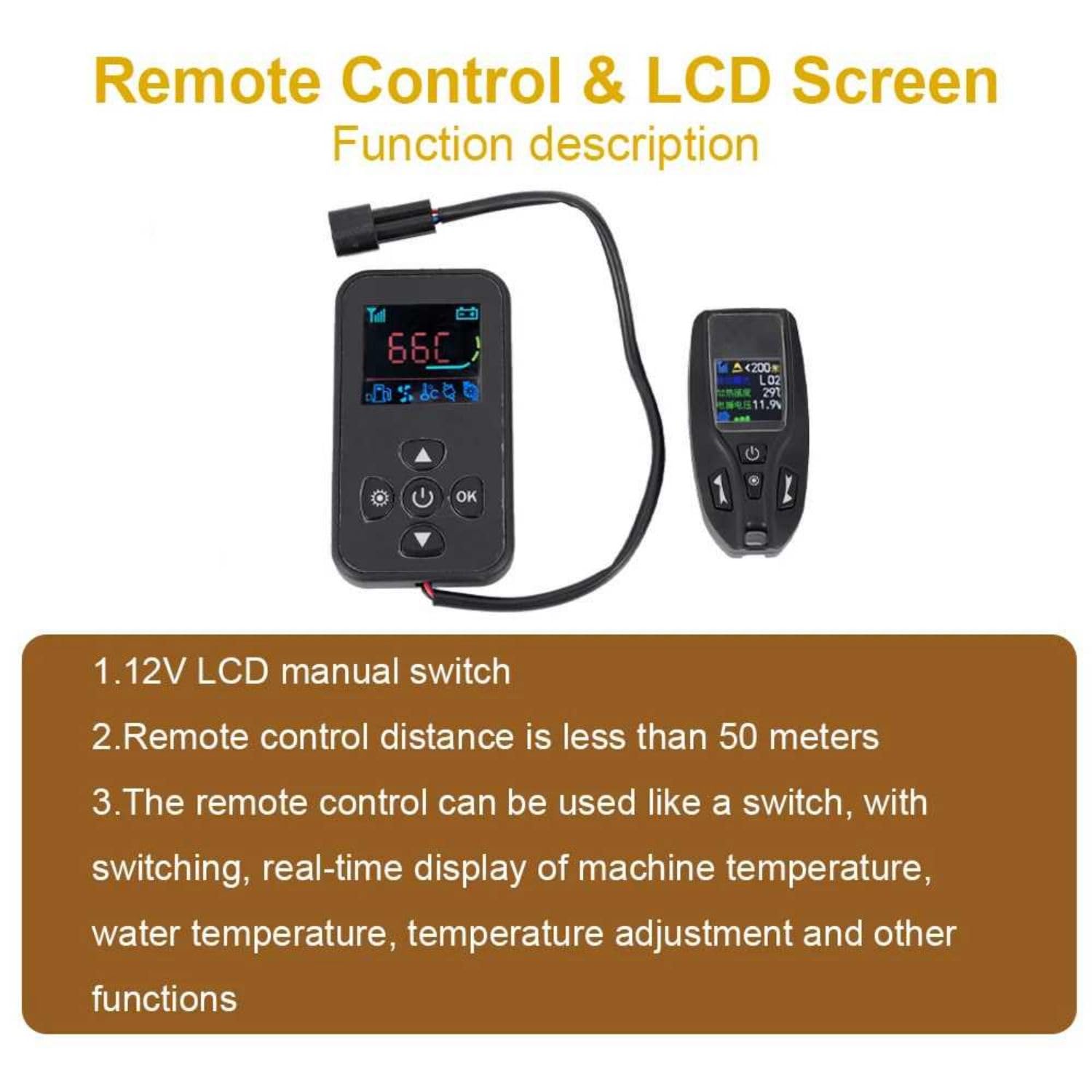 5 kW 12 V Calefacción hidrónica de refrigerante, con control remoto, combustible líquido, calefacción diésel, preparación de agua caliente, control de temperatura, programable, para barco