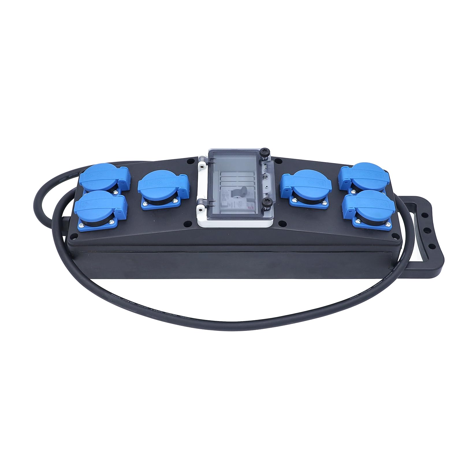 as - Schwabe Regleta de goma maciza 2 m H07RN-F 3G2,5 – 6 enchufes con protección de contacto de 230 V 16 A – Distribuidor de corriente para construcción – Estación de alimentación para uso en obras –