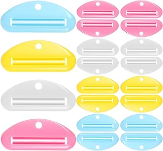 HEMOTON 20 Piezas Exprimidores Manuales para Tubos Clips de Plástico para Pasta de Dientes Crema de Manos y Gel Facial Herramienta Compacta para sin Residuos Colores Surtidos Blanco Azul