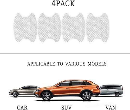 Miniatura 3 de Blilo - Calcomanía protectora para manija de puerta de automóvil, fibra de carbono antiarañazos, universal, 4 unidades (plata)