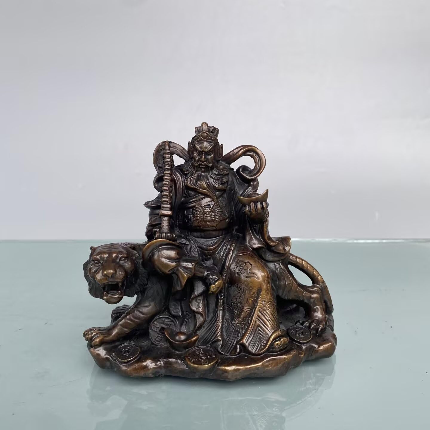 Dytartzx Pure Copper Zhao Gong Ming Statue, Wu CAI Shen Sculpture - Handmade Feng Shui Decor for Home Office, Prosperity- for Business Opening & Housewarming Gifts