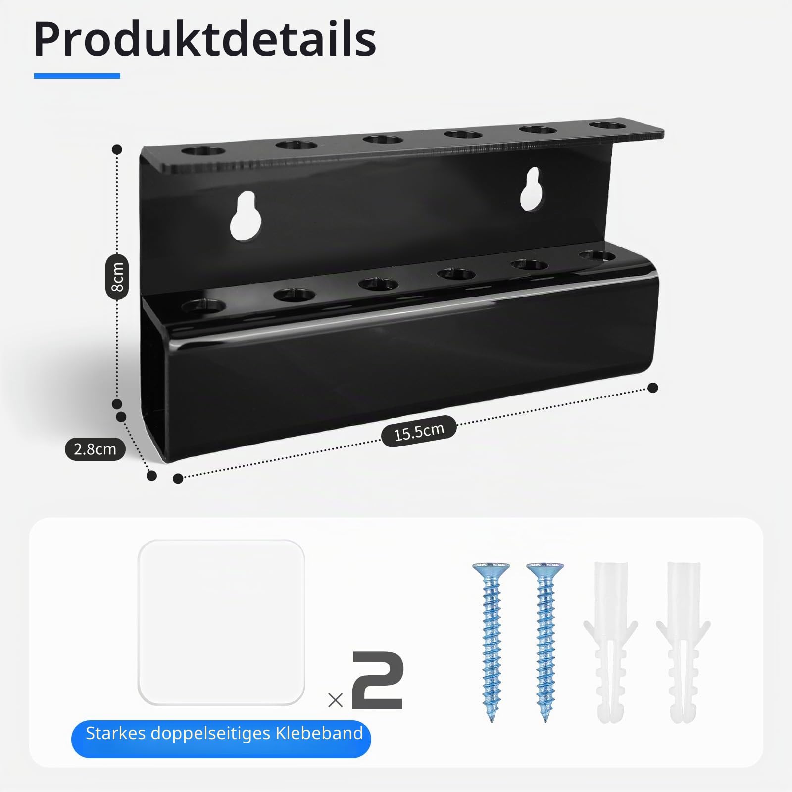Darthalter Wandmontage - Acryl Dart Rack für 6 Dart - Selbstklebend oder Schraubbefestigung - Ideales Dartzubehör für Home Game Room Bar - Langlebig & Einfach zu installieren