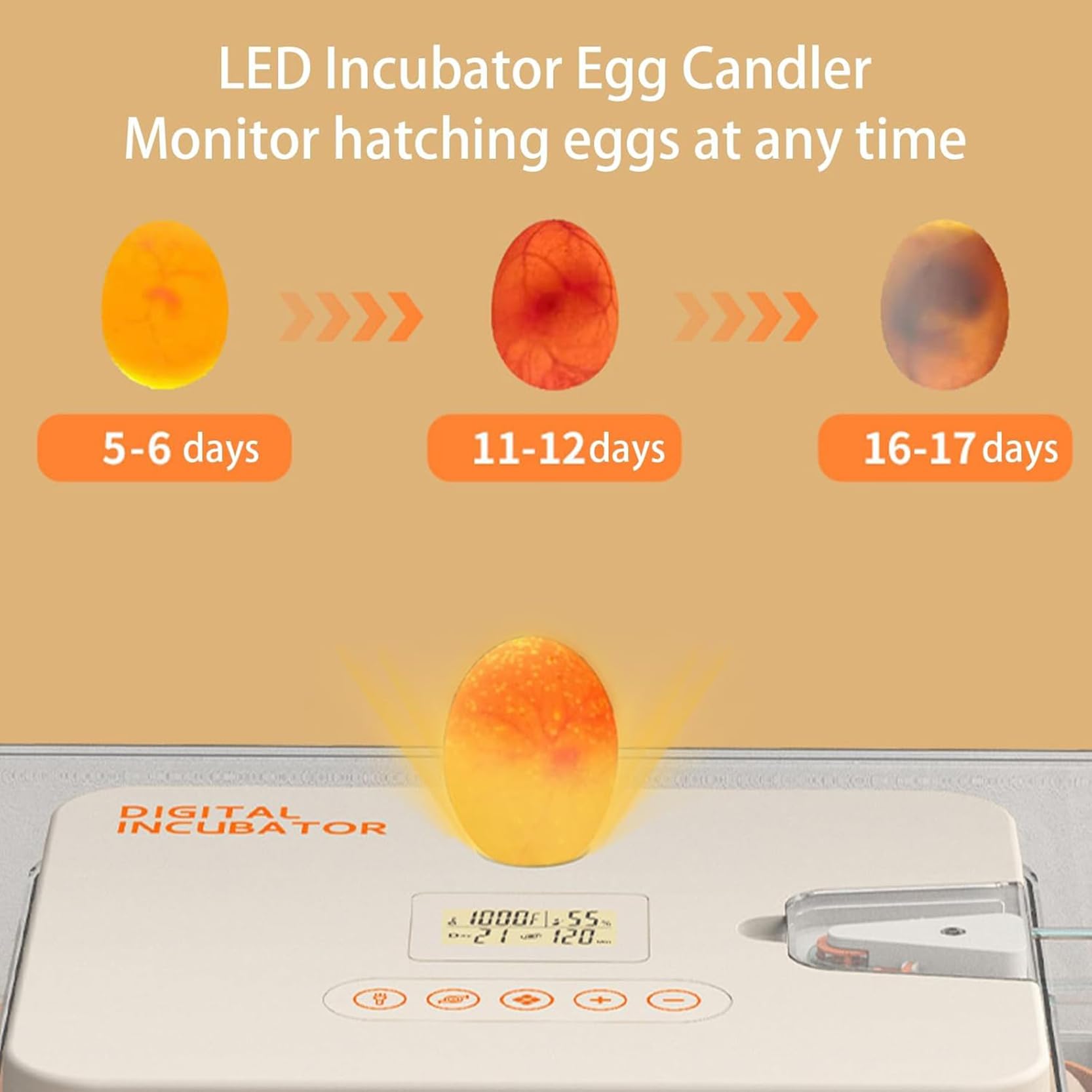 Incubadora de Huevos Profesional 56, Incubadoras de Huevos Eléctricas con Giro Automático, Control de Temperatura y Humedad, Pantalla Led, Bandejas de Huevos Ajustables, Incubadora Propósito