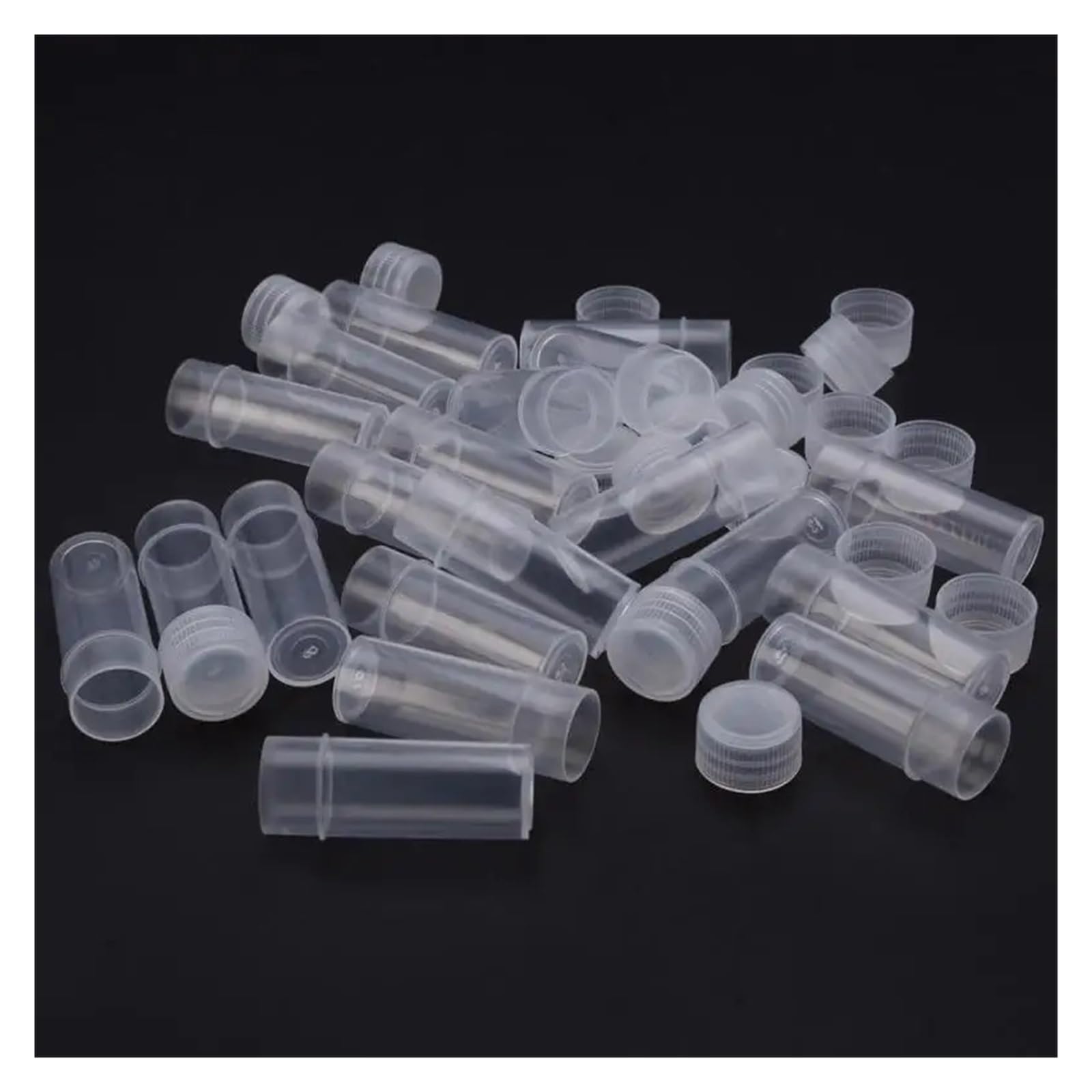 MENGKE 50-200 PCS 5ML Mini Flat-Bottomed Plastic Clear Test Tubes With Screw Caps Cosmetic Travel Lotion Storage Containers(200 pcs)
