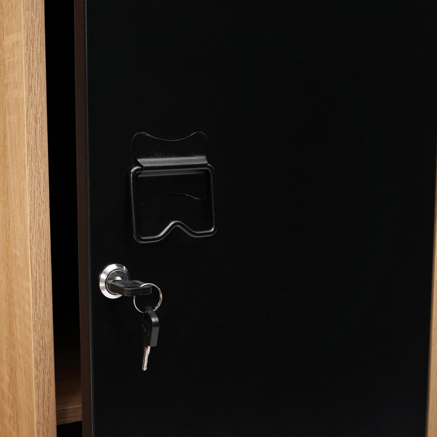 IDMarket - Armario ESTER de madera con puerta de metal negro, diseño industrial