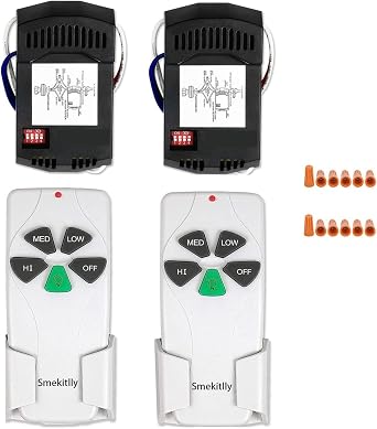 2-Pack Universal Ceiling Fan Remote Kit with Light Dimmer - 3-Speed Smart Control for Hunter/Hampton Bay/Honeywell & Major Brands | Wide Compatible, Easy DIY Install