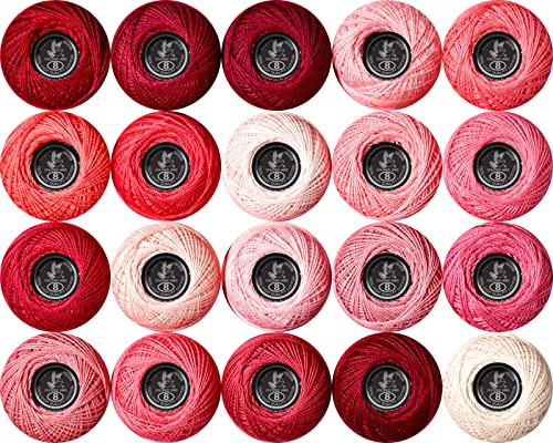 Image of Soft 20 Colors Classic Crochet Thread 20 Pack,100% Cotton (Rose-816-819)