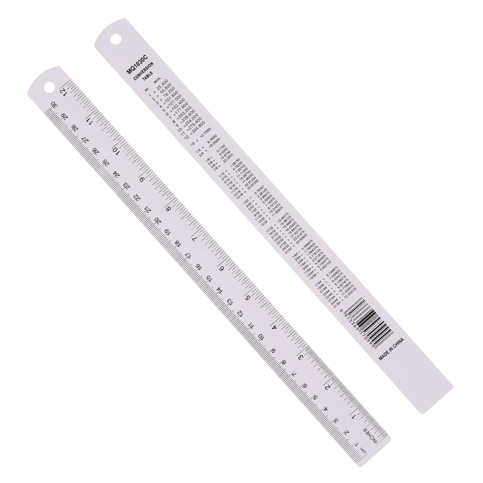 PATIKIL 30cm/12" Metal Ruler, 2 Pack Aluminum Alloy Rulers with Centimeters, Millimeters, Inches and Conversion Table Straight Edge Ruler for Writing Machinist Drafting, Purple