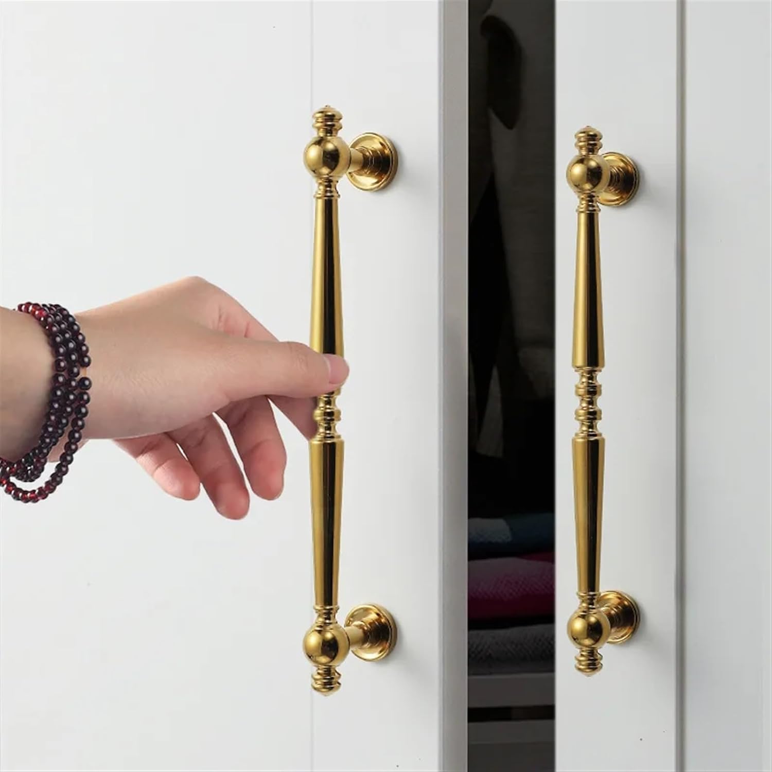 Solid Brass Kitchen Drawer Handle Drawer Knobs Wardrobe Door Handle Light Luxury French Style Kitchen Cabinet Furniture Handles 1Pcs (Color : Silver s)