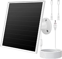 Vista 1 de 6W Solar Panel Charger for Outdoor Security Cameras. Micro USB/USB - C/DC (35 * 135) Fits Eufy/Wyze/Ring Camera, 9.8ft Cable,Waterproof