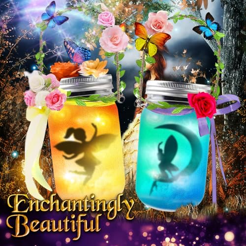 FUNZBO Fairy Lantern Craft Kits - Fairy Lights Battery Operated Crafts for Kids Ages 4-8, Arts and Crafts Supplies, Fairy Toys with 2 Fairy Light Jar, 3, 4, 5, 6, 7, 8, 9 Year Old Girl Birthday Gifts