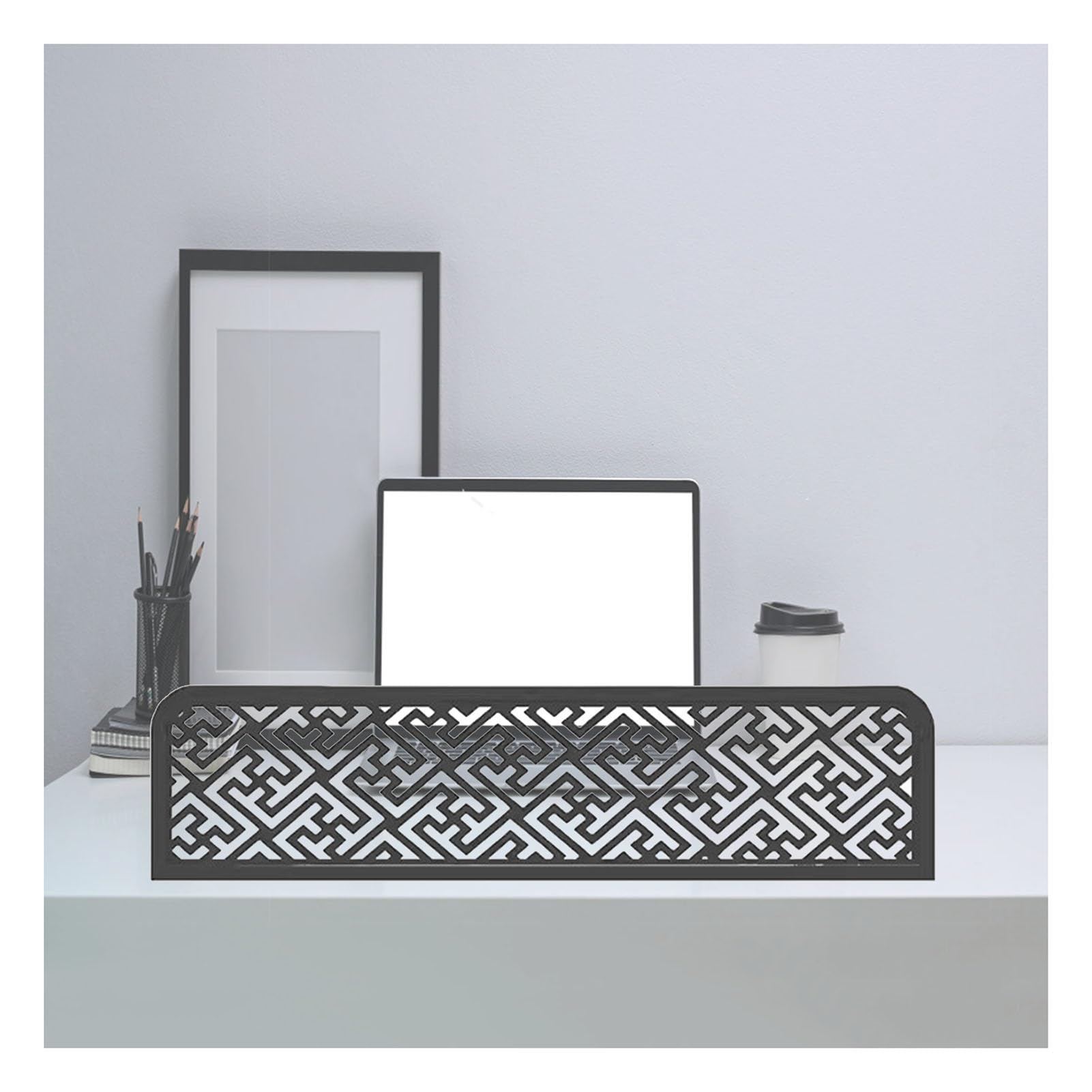 KLGFBDC Customizable Black Iron Art Divider Screen for Dining Areas & Restaurant Countertops - Decorative Partition (19.7x23.6in) for Stylish Space Separation