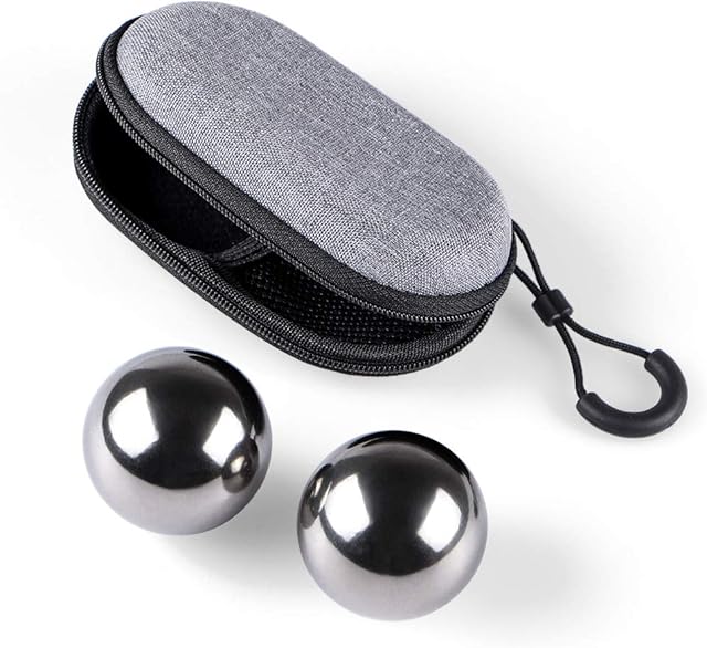 MDLUU Stainless Steel Baoding Balls, 40mm Chinese Health Balls, Hand Massage Balls with Case, Meditation Balls for Hand Exercise, Hand Therapy, Stress Relief, Pack of 2